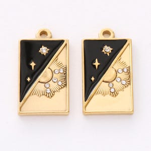 2PCS PVD 18K Gold Plated Tarot Pendant, Tarot Charm, Heart Pendant, Sun Pendant, Tarot Necklace, Suitable For Jewelry Making Supplies