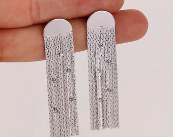 4pcs Real Gold Plated Tassel Earrings, Stick Bar Earring, High Quality, Nickel Free