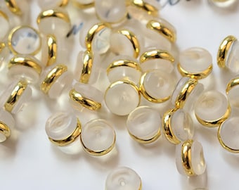 10PCS 18K Gold Plated Clutch Earring Backs,Backings,Silicone Ear Nuts,Ear Nuts,Earring Stopper Nuts,Safety Backs,Rubber Earring Back