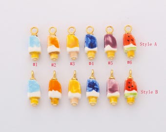 Colorful Ceramic Popsicle Charm for Necklace Bracelet Jewelry Making Supply