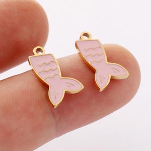 2PCS PVD 18K Gold Plated Enamel Fish Tail Beads, Fish Bracelet Beads, Fish Spacer Beads, Bracelet Charm, Gold Plated Findings