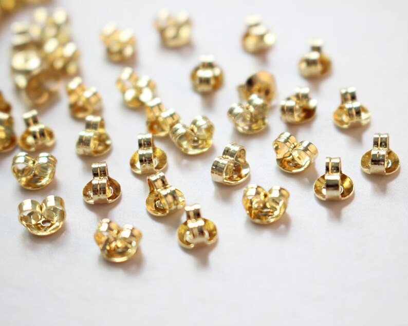 50pcs. 18k Real Gold Plated Earring Backs 4MM Butterfly Earnut - Etsy