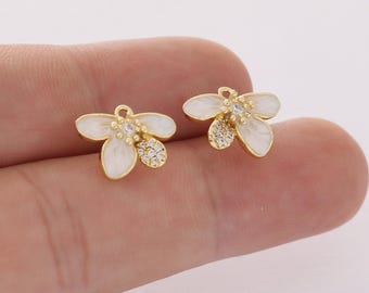 6pcs Real Gold Plated Flower Earrings Stud Ear Wire Delicate Floral Earring Making Quality
