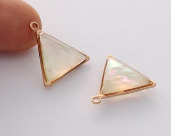10 piezas de dijes de concha de imitación triangular, colgante de concha triangular, piedra preciosa en bisel, fabricación de joyas, accesorios de joyería, material de bricolaje hecho a mano