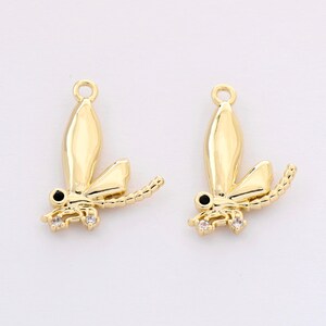 Real Gold Plated Brass Dragonfly Charms Animal Pendant Dragonfly Charm Jewelry Accessories for Necklace&Bracelet Making