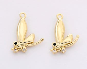 Real Gold Plated Brass Dragonfly Charms Animal Pendant Dragonfly Charm Jewelry Accessories for Necklace&Bracelet Making