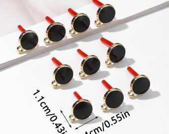 10PCS Enamel Round Circle Earrings Post, Gold Pad Ear Stud Earring Accessories Jewelry Making,High-Quality