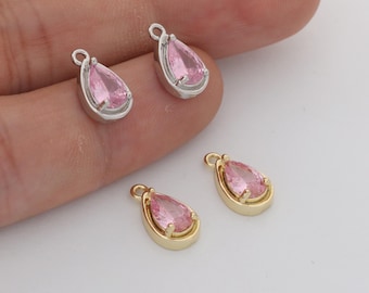 6pcs Real 18k Gold Plated Teardrop Charm, cz Pave Teardrop Pendant, Mini Teardrop Charm, diy Material, Bracelet Drop, Jewelry Making