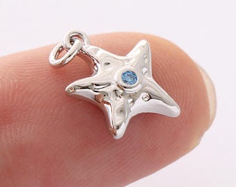 18K Gold Filled Starburst Pendant,Gold Star Charms,CZ Black North Star Charm Bracelet Necklace for DIY Jewelry Making Supply