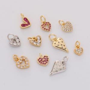 18K gold Filled CZ Pave Heart Charm Tiny Zircon Heart Pendant For Necklace Bracelet Jewelry Making Nickel-free and High Quality