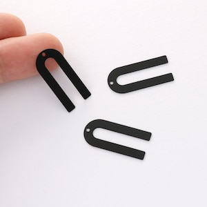 10pcs breloque en forme de U plaqué noir, breloques géométriques, résultats de boucles d&#39;oreilles, connecteur en forme de U, fabrication de bijoux, matériel de bricolage, fournitures de bijoux