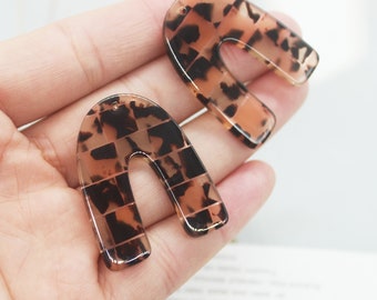 10pcs U Forma herradura acetato de celuloide encanto colgante pendientes de verano colorido acrílico encanto joyería encanto diy joyería craft supplies