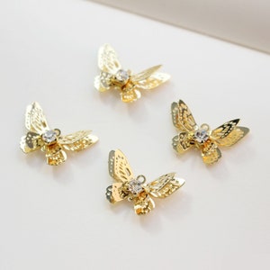 10pcs Real 18k Shiny Gold Butterfly Charms, Butterfly Pendant, Dainty Charms, Necklace Charm, Bracelet Charms, Gold Plated Findings