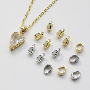 10pcs Real Gold Plated Bead Pendant Bail Charm Holder Slider,Pinch Bail, Pendant Bail, Pendant Holder, Necklace Bail, Brass Bail, Connector