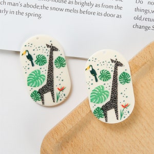 6pcs Cartoni animati Modello Oval Charms Geometric Cellulose Acetato Charm Gioielli Fascino Diy Gioielli Accessori Minimalista