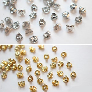 50pcs. 18k Real Gold Plated Earring Backs 4MM Butterfly Earnut friction butterfly stoppers findings backing