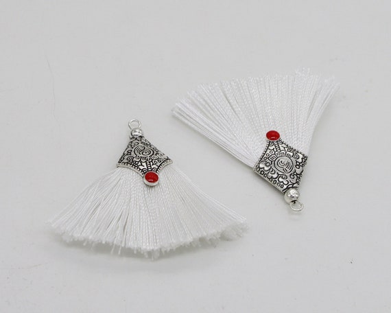 10pcs Silk Tassels white Silk Tassels Silky Thread Tassels fan