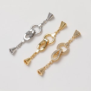 2set,Real Gold Bowknot Toggle Clasp, Clasp Set, Large Clasp , Easy Close Clasp Connector for Bracelet/Necklace, Jewellery Clasps