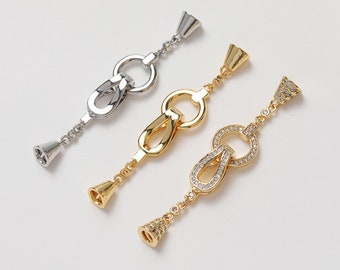 2set,Real Gold Bowknot Toggle Clasp, Clasp Set, Large Clasp , Easy Close Clasp Connector for Bracelet/Necklace, Jewellery Clasps