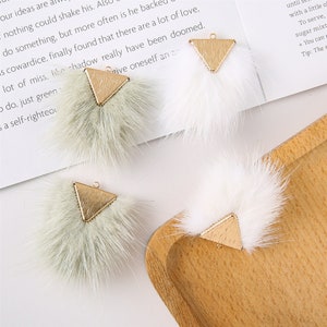 2pcs Mink furry Pompom Charm Pendant Fur Ball Charm Pom Pom Charms Paste Pom Jewelry Supplies