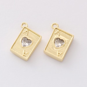Dije de corazón esmaltado con forma de naipe, colgante de corazón colorido y encantador, suministros de joyería, fabricación de joyas, hallazgos chapados en oro