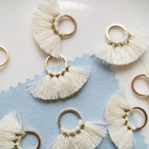 2pcs/10pcs Small Fan Shape Tassels，fan tassels，Cotton Tassels， Charm for Jewelry Tiny Mini Tassels Pendant Wholesale