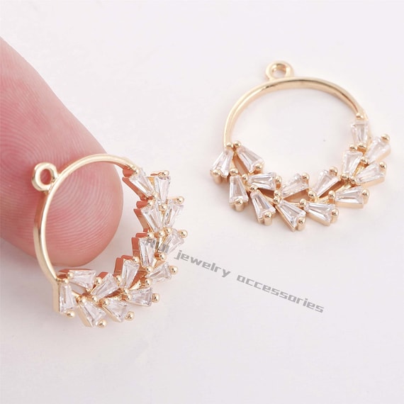 10pcs CZ Pave Round Circle Charm,Zircon Circle Pendant, Bracelet Necklace Pendant,Pave Charm,Gold Plated Over Brass