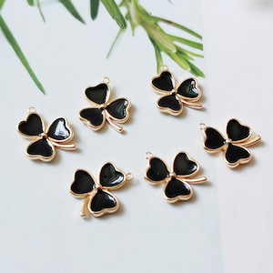 6pcs Esmalte Trébol Charms Colgante, Esmalte Charm, encanto de flores, floral, planta, Craft Supplies, DIY Finding