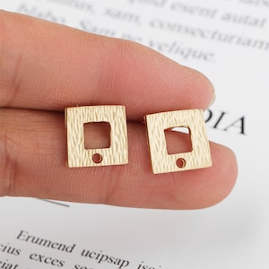 10PC Matt Gold Plated Square Earring Square Stud Statement Metal Earrings Earring Accessories Designer Jewelry Making
