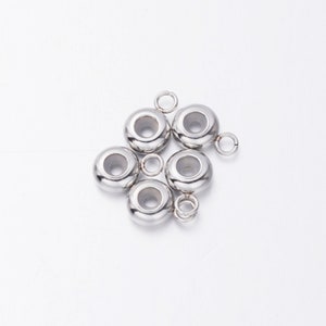 10pcs. Stainless Steel Sliding Adjustable,Rondelle Rubber Stopper beads,8MM Stopper beads,Spacer beads charm holder, Bracelet Necklace DIY
