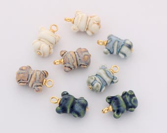 Colorful Ceramic Bear Charm for Necklace Bracelet Jewelry Making Supply