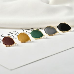 10PCS Enamel Oval Earrings Post, Matt Gold Oval Ear Stud Earring Accessories Jewelry Making