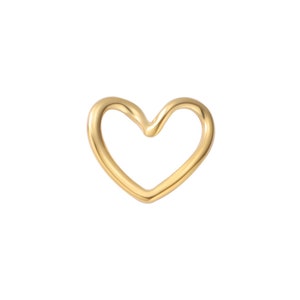 10 abalorios de corazón de acero inoxidable, mini conector de corazón pequeño, colgante Vermeil.