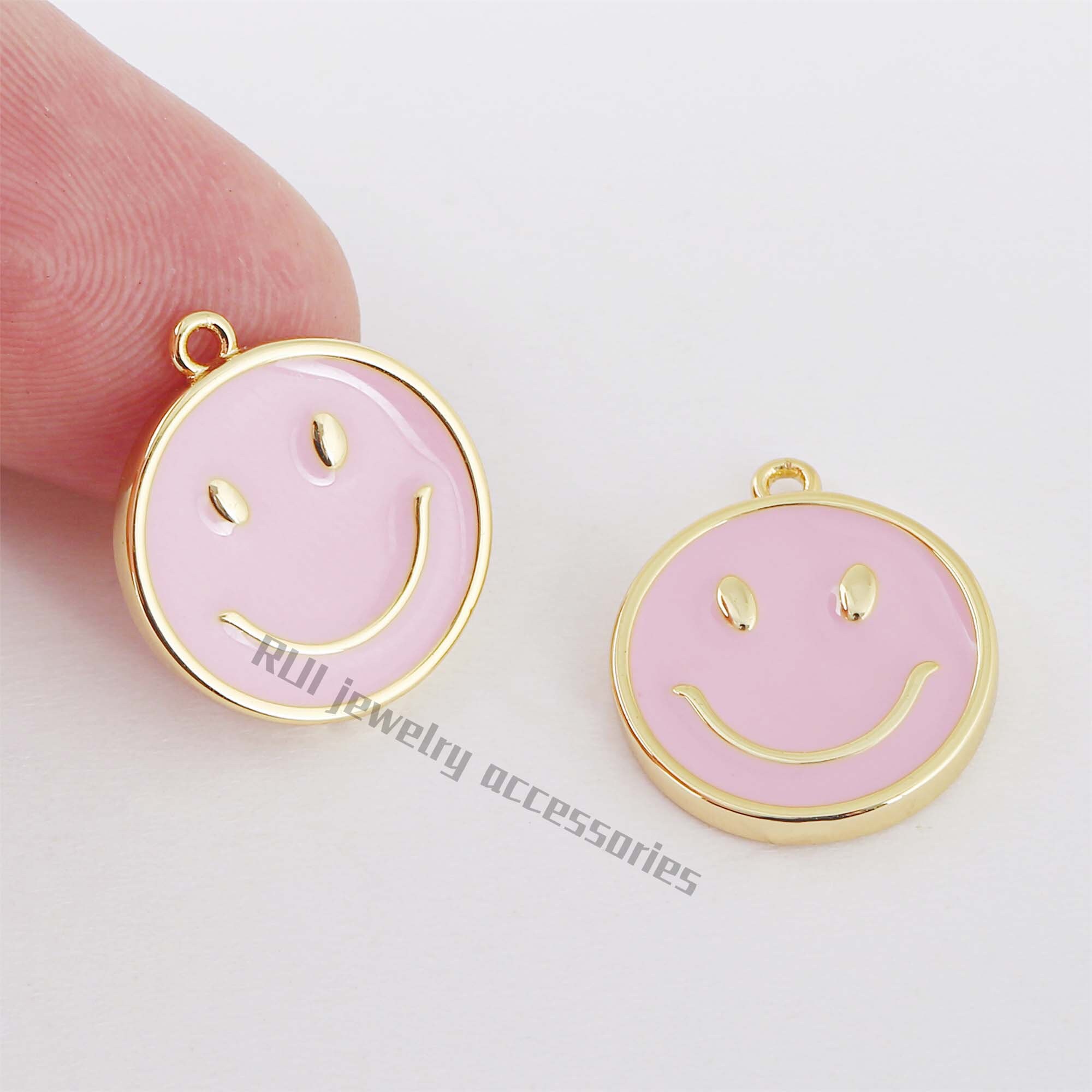 6pcs Real Gold Plated Dainty Enamel Charm Smile - Etsy