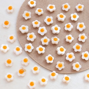 6PCS Natural Seashell Charm, 8mm/10mm Yellow Flower Shell Bead, Daisy Flower Bead