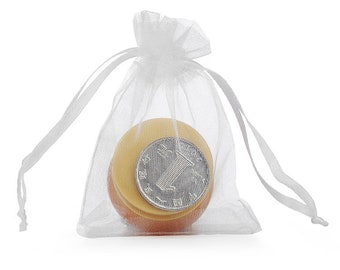 100PCS White Organza Gift Bags, White Sheer Favor Bags with Drawstring for Packaging