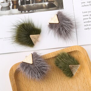 2pcs Mink furry Pompom Charm Pendant Fur Ball Charm Pom Pom Charms Paste Pom Jewelry Supplies