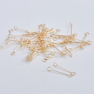 100PCS High Quality 14K Gold Plated Brass Eyepin,15MM/20MM/25MM/30MM/40MM,Double Eyepins, Connectors, Jewelry Findings