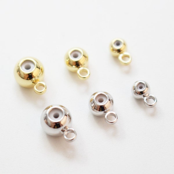 10PCS,Real Gold Plated Chain Stopper,3MM/4MM/5MM Grip Slide Holder,Silicone Grip Slider Bead,Necklace Length Controller,Earrings Stopper