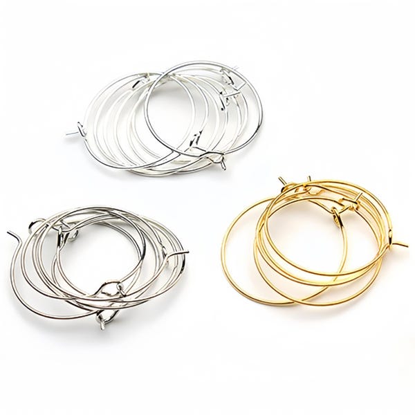 10 Stück Echtgold Weinglas Charme Creolen 20 MM / 25 MM / 30 MM Kreis Ohr Hoop Wein Charm Ringe Ohrring Creolen Weinglas Charm Ringe Perlen Creolen