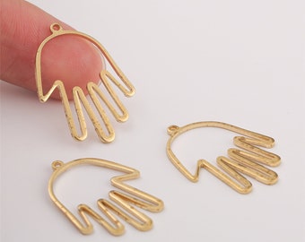 10pcs Raw Brass Hand Shaped Brass Charms ,Jewelry Supplies , Earring Findings, Jewelry Making, Diy Material, Jewelry Supplies