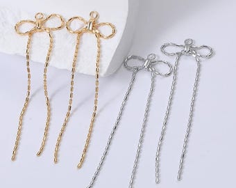 4pcs Real Gold Plated Bow Pendant,Gold Bow Charm Bracelet Necklace for DIY Jewelry Making Supply, Jewelry making, diy Material
