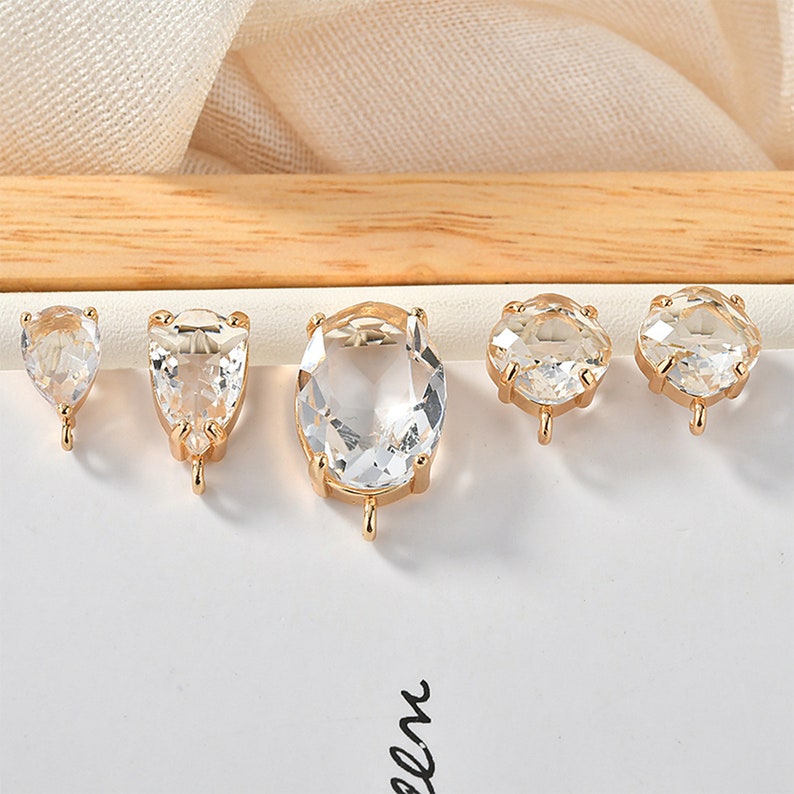 6PCS 18k Gold Plated Glass Crystal Pave Earring with loop Ear Etsy
