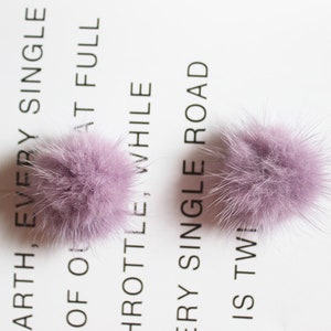 5PC 4cm Light purple Mink furry Pompom Charm Pendant Fur Ball Charm Pom Pom Charms Paste Pom Jewelry Supplies