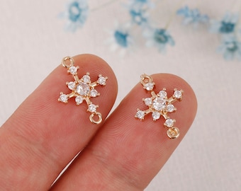 10pcs CZ Pave Cross Charm, Zircon Cross Connector, Link