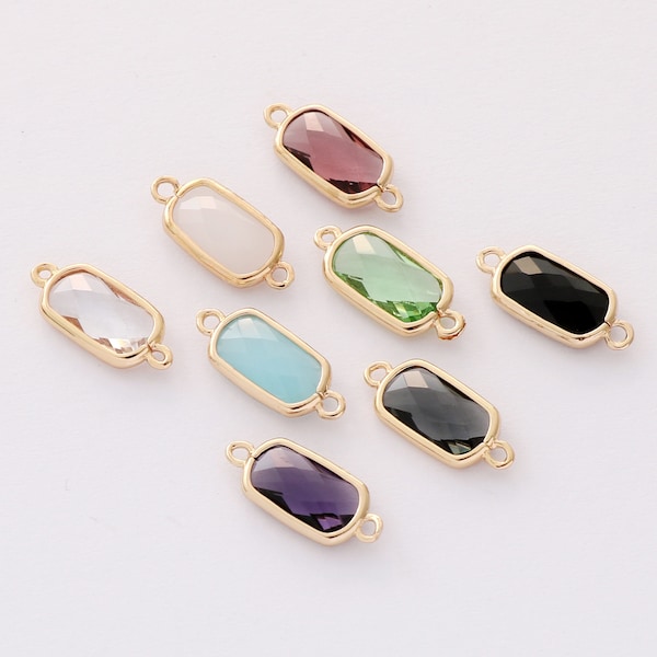 10pcs Clear Crystal Glass Pendant Charm,Oval Faceted Lucite Beads,Rectangle Channel Charm,Bezel Gemstone, wholesale prices
