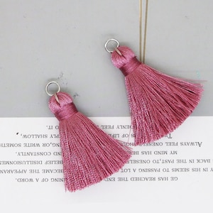 10pcs silk tassels,tiny silk tassels,40mm dirty pink silky thread tassels,mini tassels,tassels charm for jewelry making,Wholesale tassels