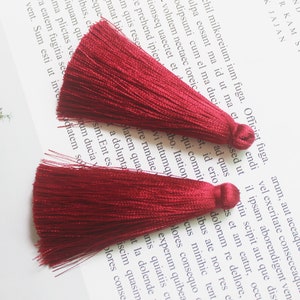10pcs/50pcs/100pcs. wine red silk tassels, silky tassels, chunky tassels,7CM, tassels for jewelry, high quality, wholesale tassel