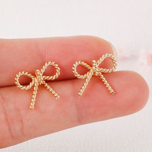 Real Gold Plated Bowknot Earrings,Bow Post Earrings, Earrings Stud, Jewelry Making Material, Crafts Supplies, Earrings diy