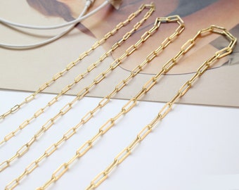 3.2feet Real 18K Gold Plated 2MM/3MM/4MM Ox Cable Chain,Tiny Long Cable Silver Chain,Long Cable Chain,Collar Necklace diy,Finding
